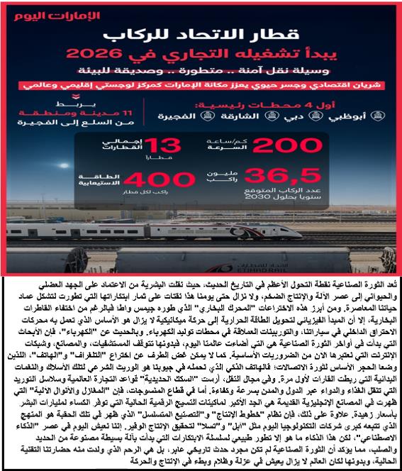 إنفوجرافيك قطار الاتحاد للركاب